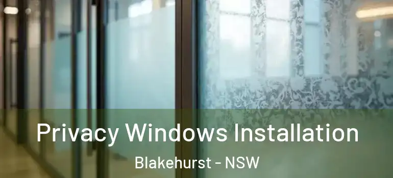 Privacy Windows Installation Blakehurst - NSW